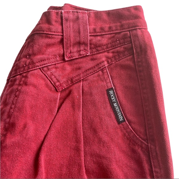 Vintage Rocky Mountain Jeans Bareback Deep Red RARE Pleats Denim Cotton 90s 80s - Picture 7 of 12